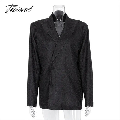 Sparkly Blazers For Women Oversized Loose Sliver Black Gliiter Casual Jackets Blazer Set Pink Coat Women Party Outfits