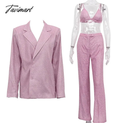 Sparkly Blazers For Women Oversized Loose Sliver Black Gliiter Casual Jackets Blazer Set Pink Coat Women Party Outfits