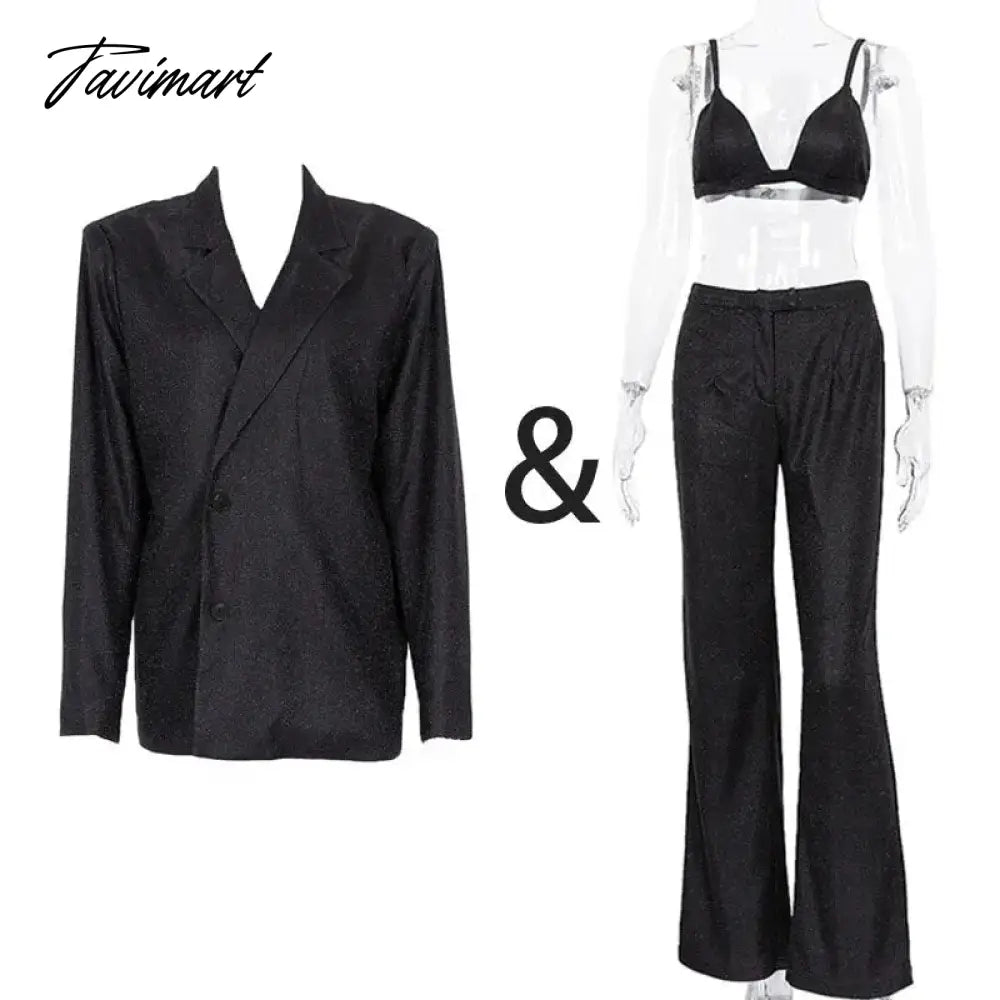 Sparkly Blazers For Women Oversized Loose Sliver Black Gliiter Casual Jackets Blazer Set Pink Coat Women Party Outfits