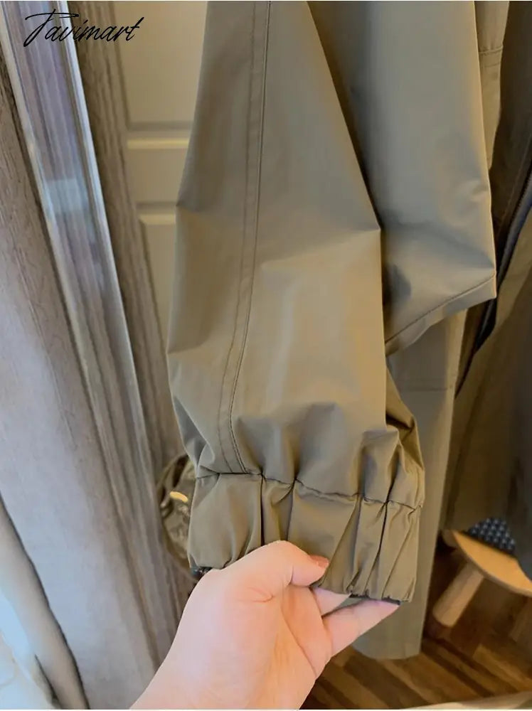 Spring Autumn New Solid Color Jacket Loose Leisure Long Sleeves Hooded Women Coat Fashion Simple Office Lady Trench Coat