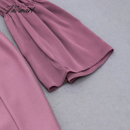 Spring New Bandages Dress Women Flare Sleeve Patchwork Clothes Sexy Club Party Bodycon Dress