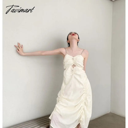 Spring New Style American Style Temperament Versatile Suspender Dress Spice Girl Sense of Design Solid Color Long Skirt