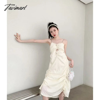Spring New Style American Style Temperament Versatile Suspender Dress Spice Girl Sense of Design Solid Color Long Skirt