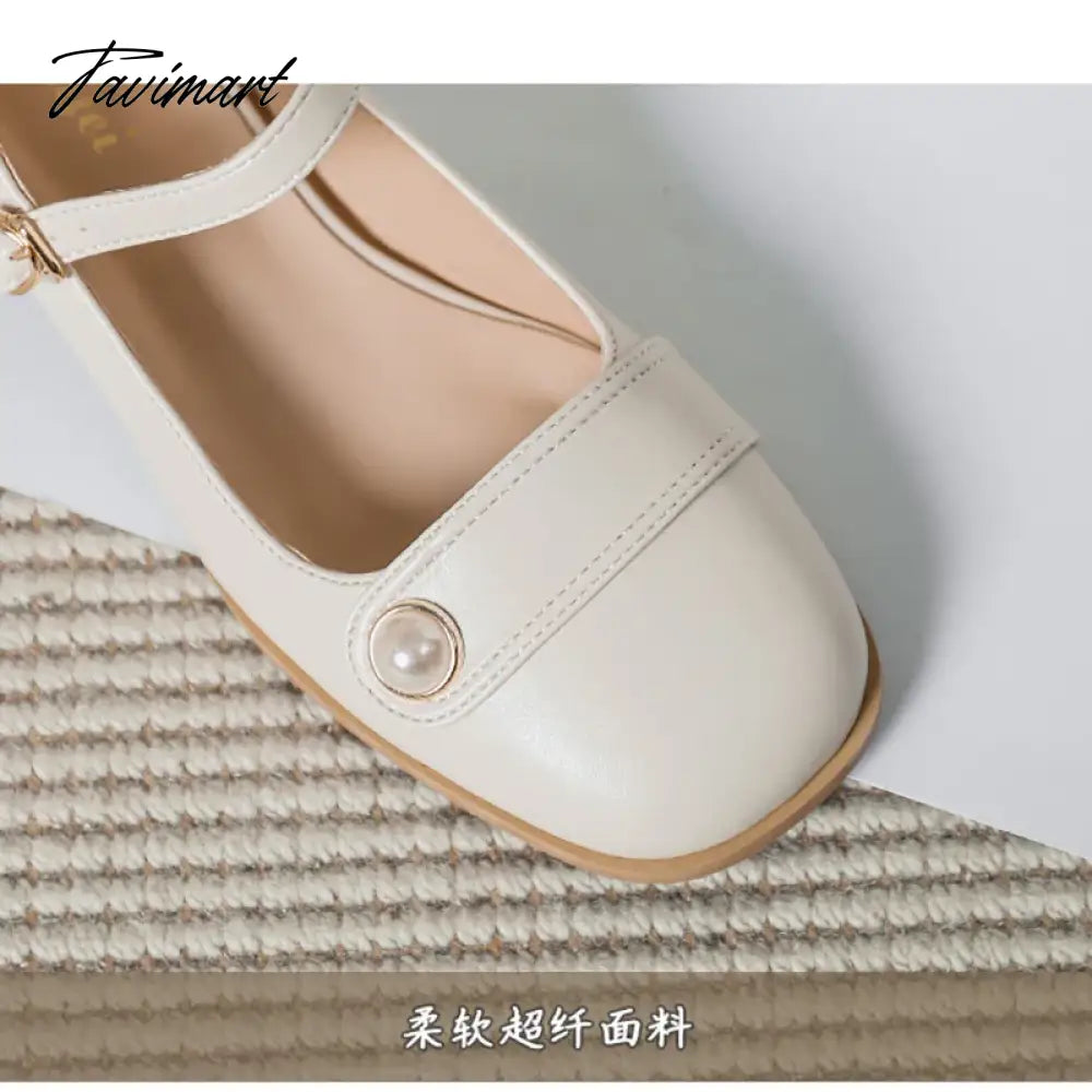 spring new women's leather shoes Ladies casual high heels Korean style low heel chunky heel design career and party wear