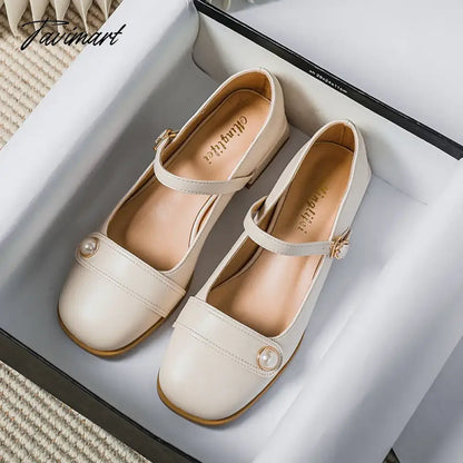 spring new women's leather shoes Ladies casual high heels Korean style low heel chunky heel design career and party wear