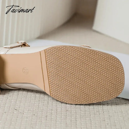 spring new women's leather shoes Ladies casual high heels Korean style low heel chunky heel design career and party wear