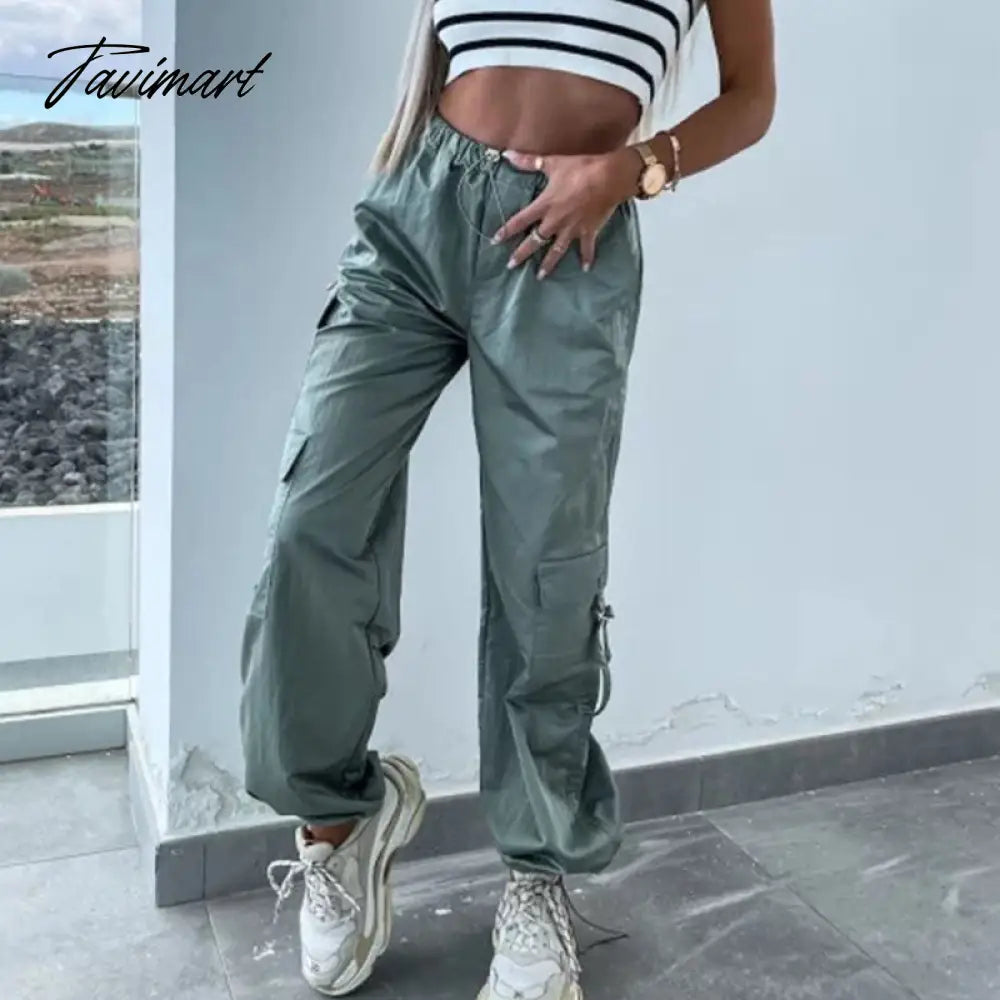 Spring Streetwear Fashion Cool Cargo Pants Vintage Loose Pocket Female Trousers Women's Pants Y2k Hip Hop Wide Leg Joggers Baggy