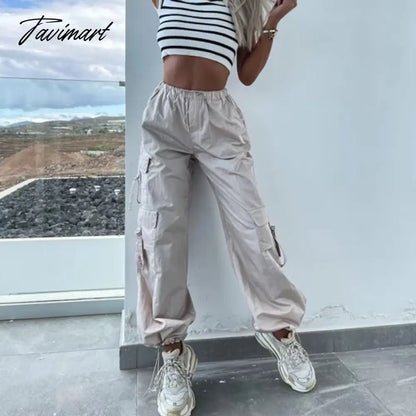 Spring Streetwear Fashion Cool Cargo Pants Vintage Loose Pocket Female Trousers Women's Pants Y2k Hip Hop Wide Leg Joggers Baggy