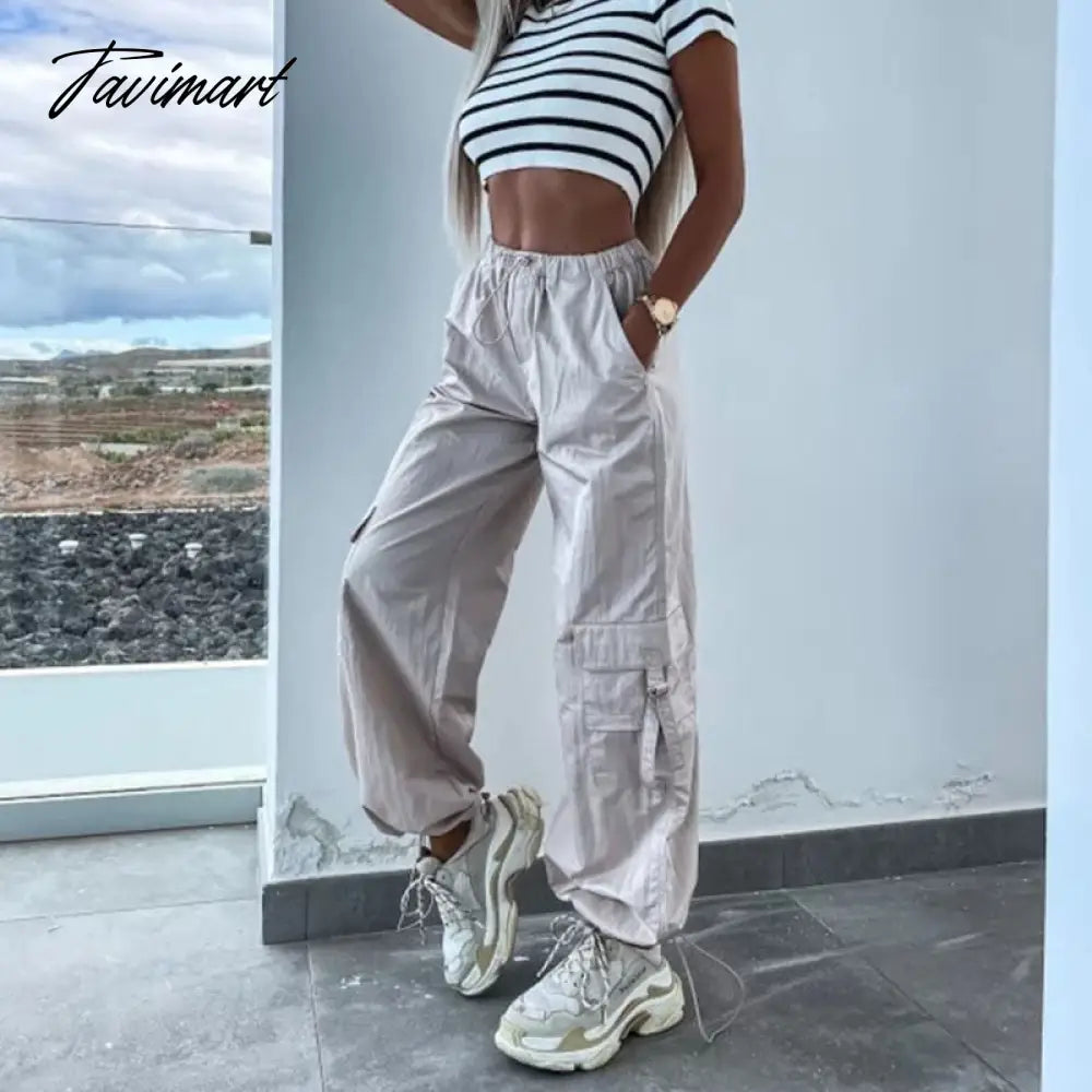 Spring Streetwear Fashion Cool Cargo Pants Vintage Loose Pocket Female Trousers Women's Pants Y2k Hip Hop Wide Leg Joggers Baggy
