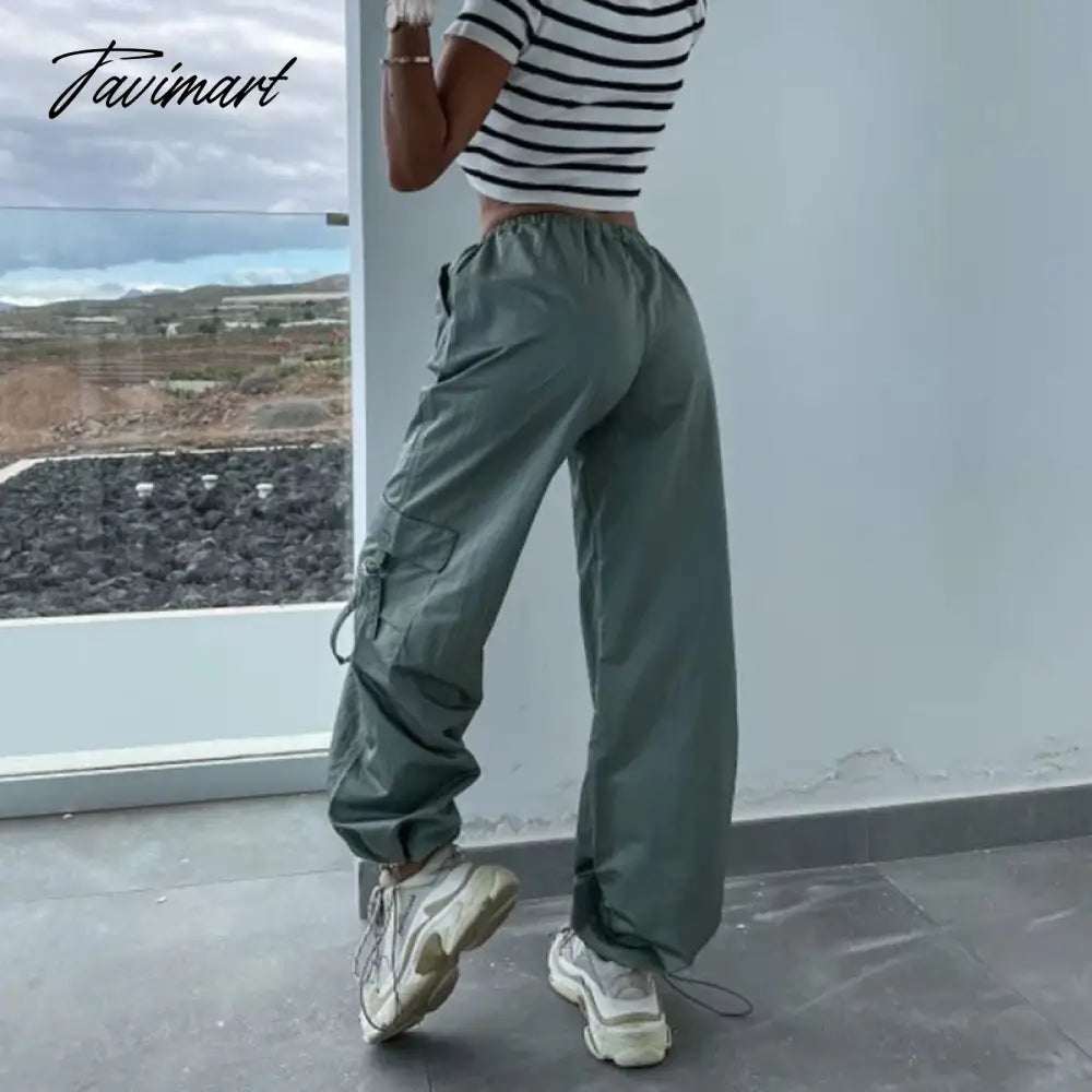 Spring Streetwear Fashion Cool Cargo Pants Vintage Loose Pocket Female Trousers Women's Pants Y2k Hip Hop Wide Leg Joggers Baggy