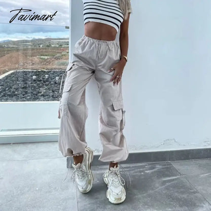 Spring Streetwear Fashion Cool Cargo Pants Vintage Loose Pocket Female Trousers Women's Pants Y2k Hip Hop Wide Leg Joggers Baggy