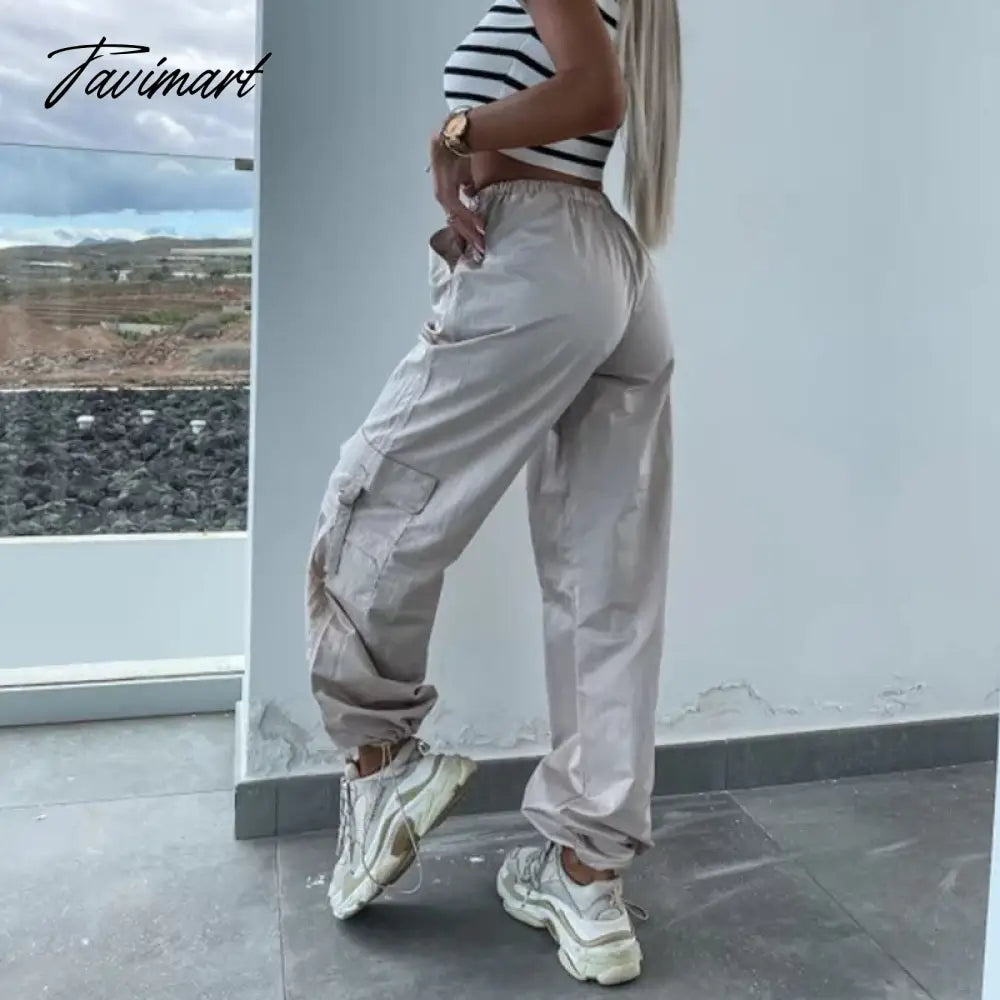 Spring Streetwear Fashion Cool Cargo Pants Vintage Loose Pocket Female Trousers Women's Pants Y2k Hip Hop Wide Leg Joggers Baggy