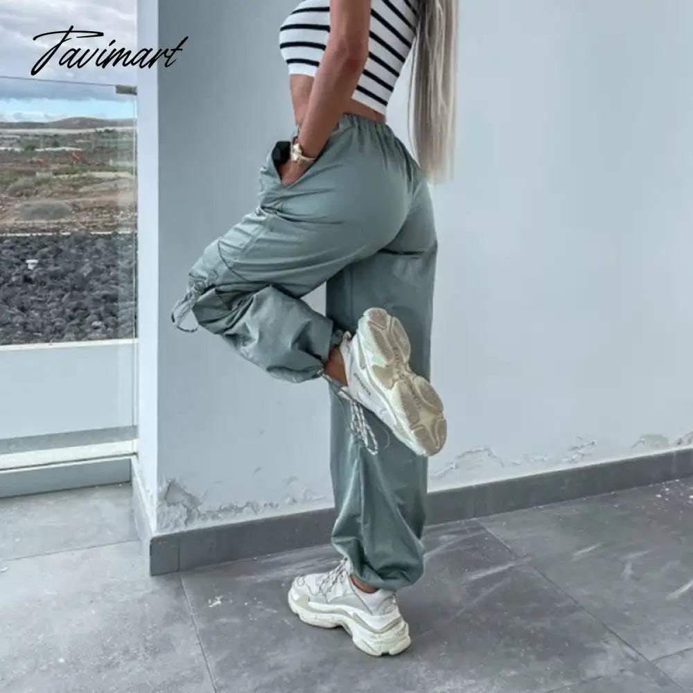 Spring Streetwear Fashion Cool Cargo Pants Vintage Loose Pocket Female Trousers Women's Pants Y2k Hip Hop Wide Leg Joggers Baggy
