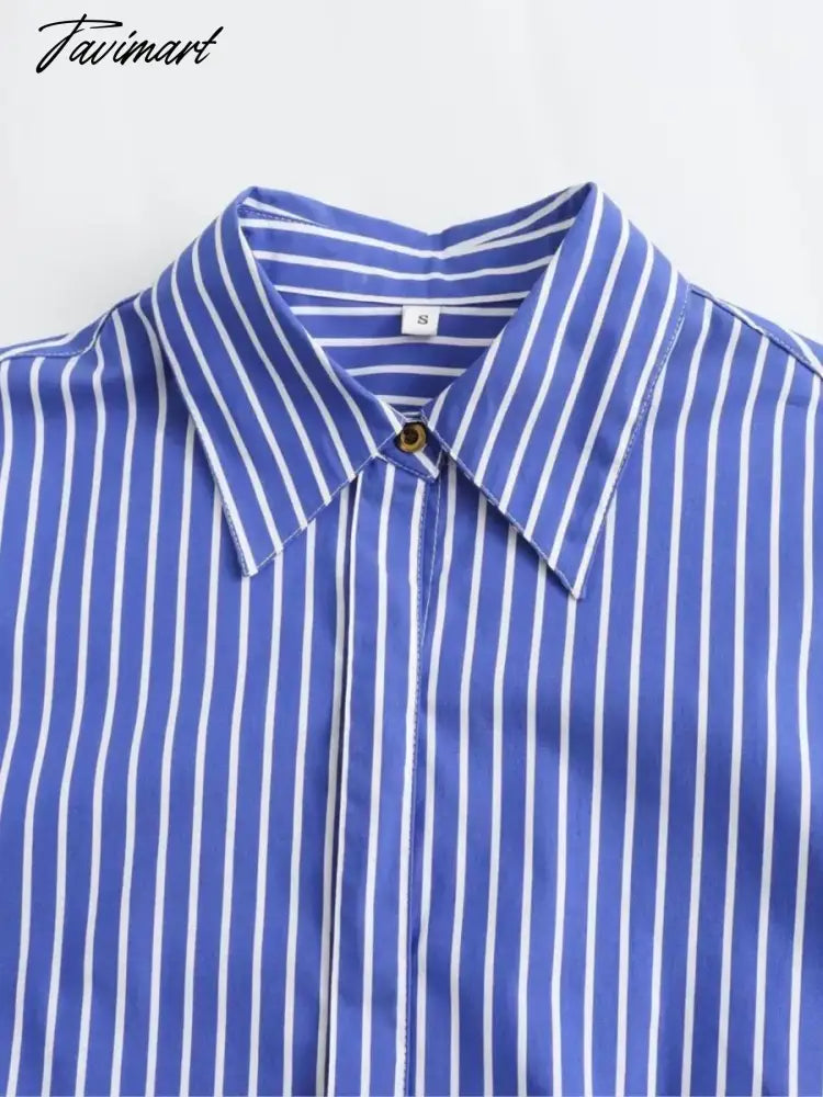 Spring Summer Striped Blouses 2024 New Simple Long Sleeve Lapel Collar Patchwork Blouse Ladies Casual Fashion Shirts For Women