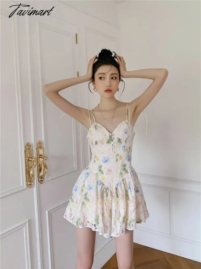Spring Women' Clothing Dress Self-cultivation Tea Break French Style Lace Sexy Sweet Spicy Girl Lace Sling Feminine Dress