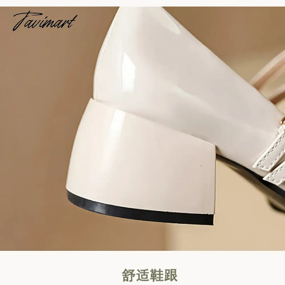 spring women's shoes ladies high heels Casual Mary Janes white square toe design career and commuting Korean style 41-43