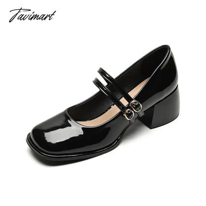 spring women's shoes ladies high heels Casual Mary Janes white square toe design career and commuting Korean style 41-43