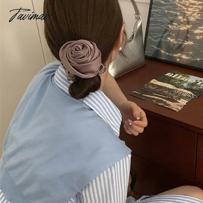 Statement Fashion Ribbon Rose Hair Jewelry Accessories For Female Personality New Big Grey Black