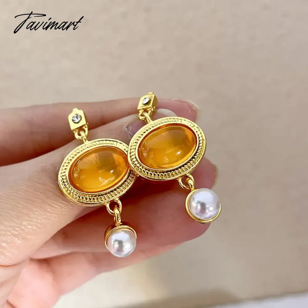 Statement Orange Color Oval Resin Geometric Drop Earrings Personality New Fashion Jewelry Wholesale