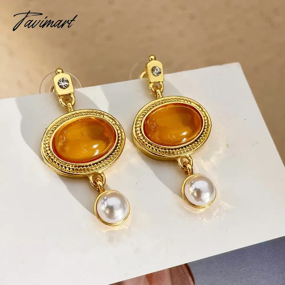 Statement Orange Color Oval Resin Geometric Drop Earrings Personality New Fashion Jewelry Wholesale