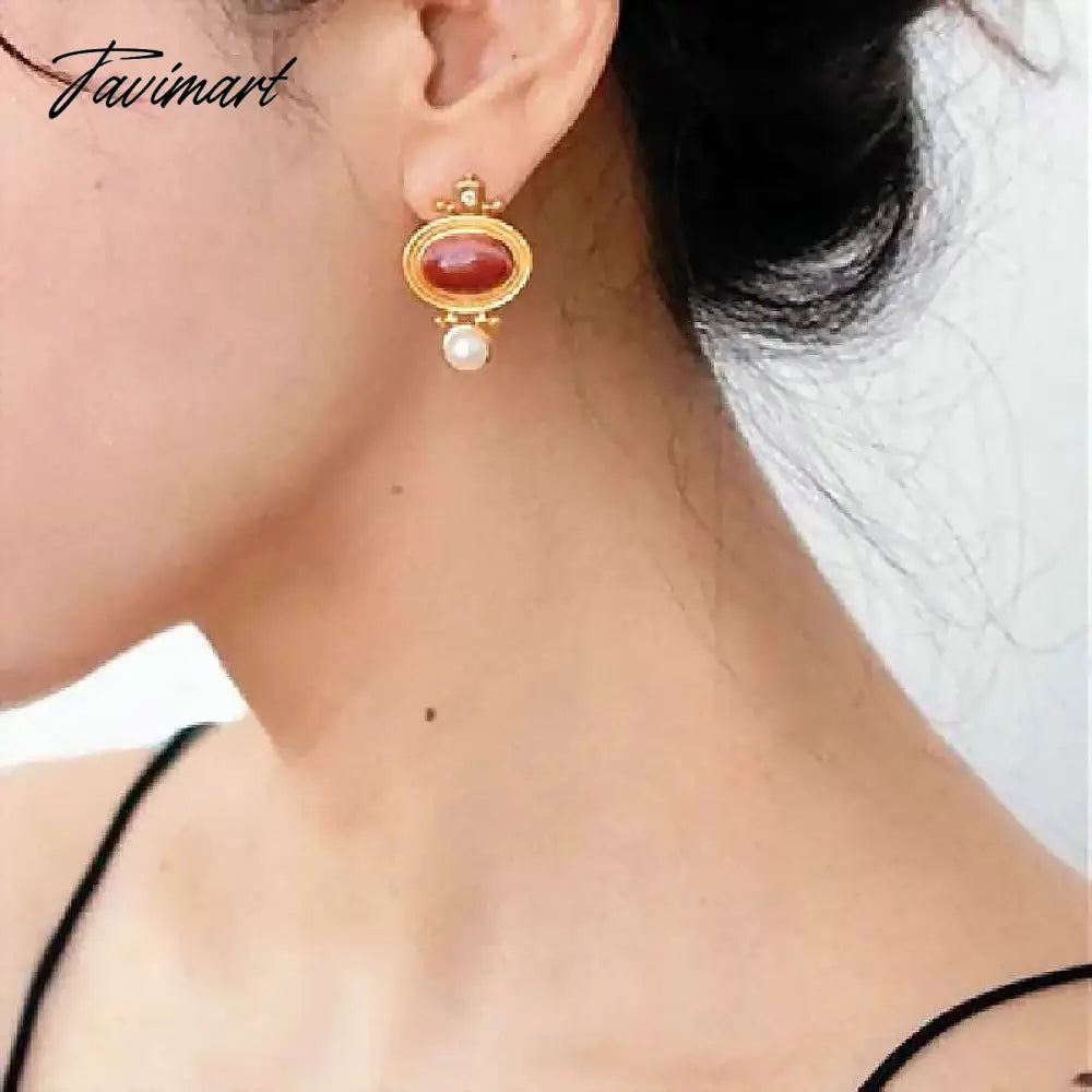 Statement Orange Color Oval Resin Geometric Drop Earrings Personality New Fashion Jewelry Wholesale