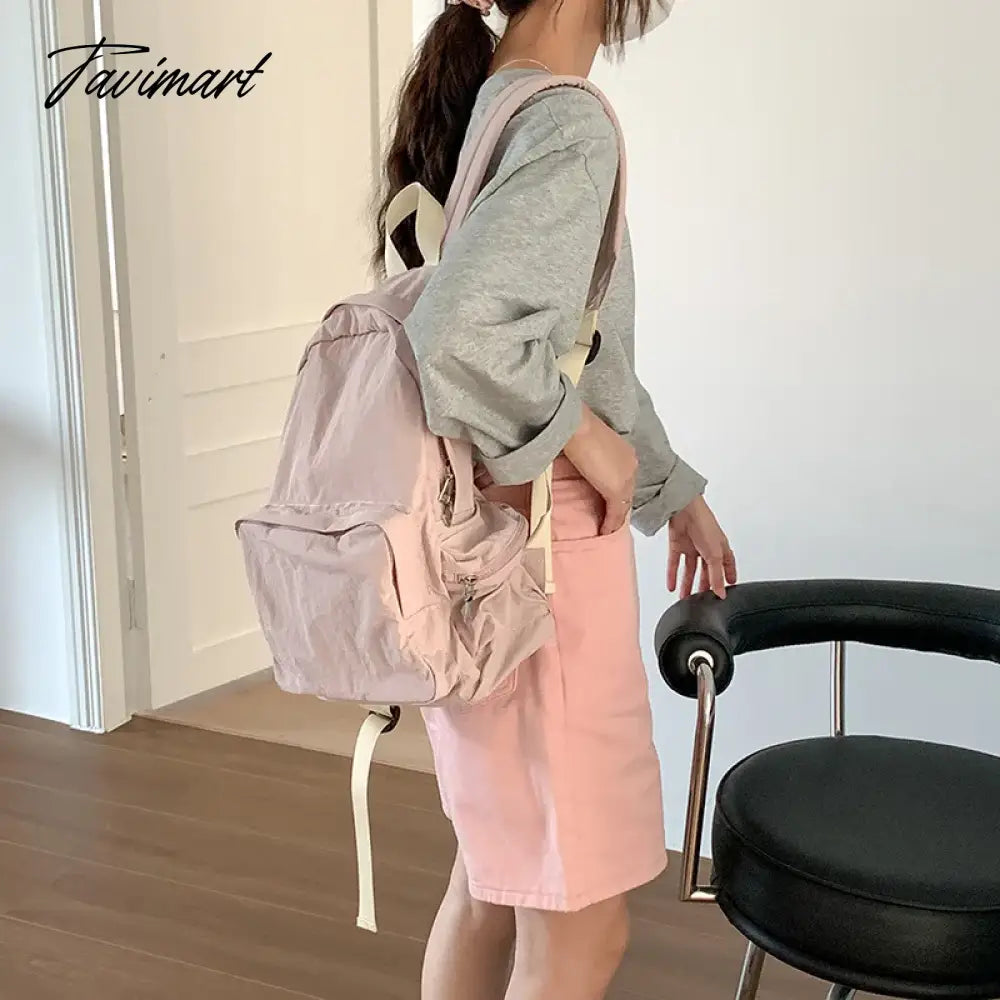 Student backpack, female multiple pocket commuting backpack, leisure large capacity travel backpack, South Korea