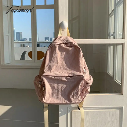 Student backpack, female multiple pocket commuting backpack, leisure large capacity travel backpack, South Korea