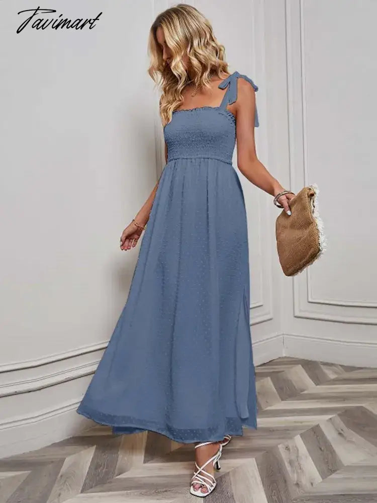 Summer Elegant Party Dress Women Strap Sexy Dots Slit Dresses Sleeveless Maxi Long Dress Ladies