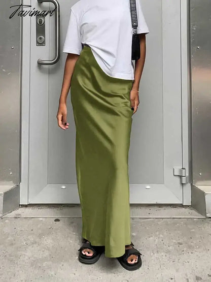summer long satin skirt women zipper clourse maxi skirt streetwear slim fit skirt sexy women skirt party Y2k skirt