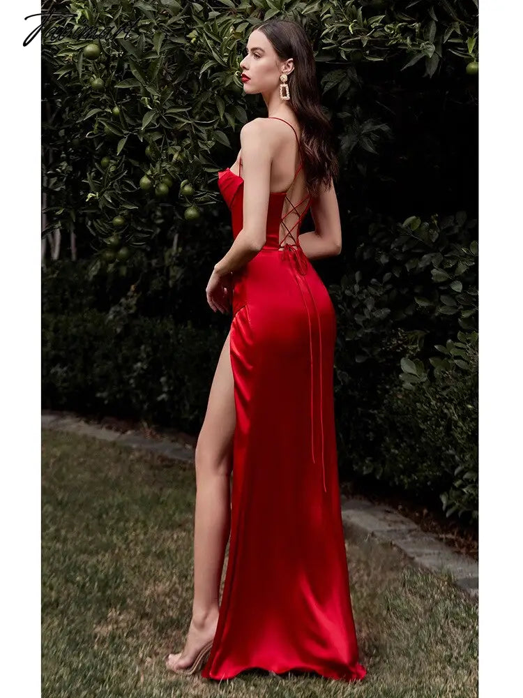 Summer Maxi Dress Satin Bodycon Dress Women Party Dress New Arrivals Red Backless Sexy Celebrity Date Night Dresses