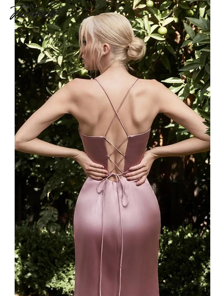 Summer Maxi Dress Satin Bodycon Dress Women Party Dress New Arrivals Red Backless Sexy Celebrity Date Night Dresses