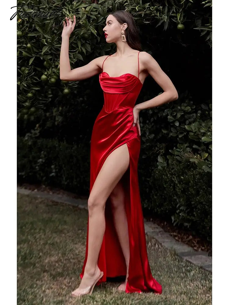 Summer Maxi Dress Satin Bodycon Dress Women Party Dress New Arrivals Red Backless Sexy Celebrity Date Night Dresses