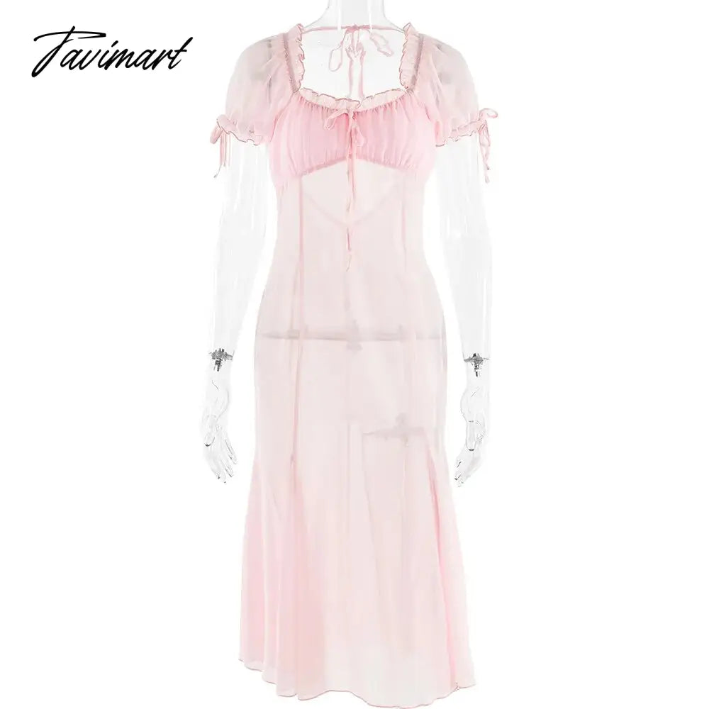 Summer New Dress Temperament Sexy Slim Mesh Perspective Stitching Long Dress Tight Club Party Dress Vestidos