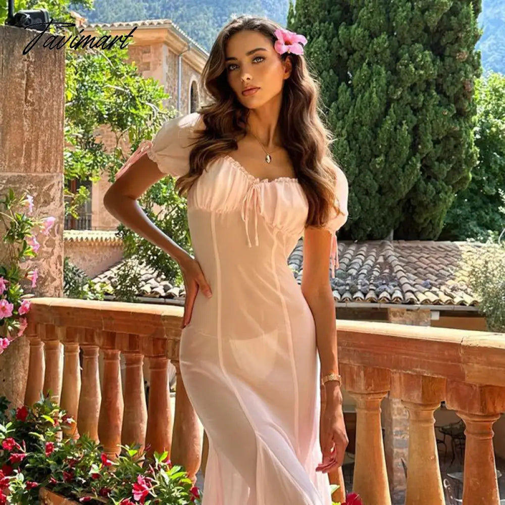Summer New Dress Temperament Sexy Slim Mesh Perspective Stitching Long Dress Tight Club Party Dress Vestidos