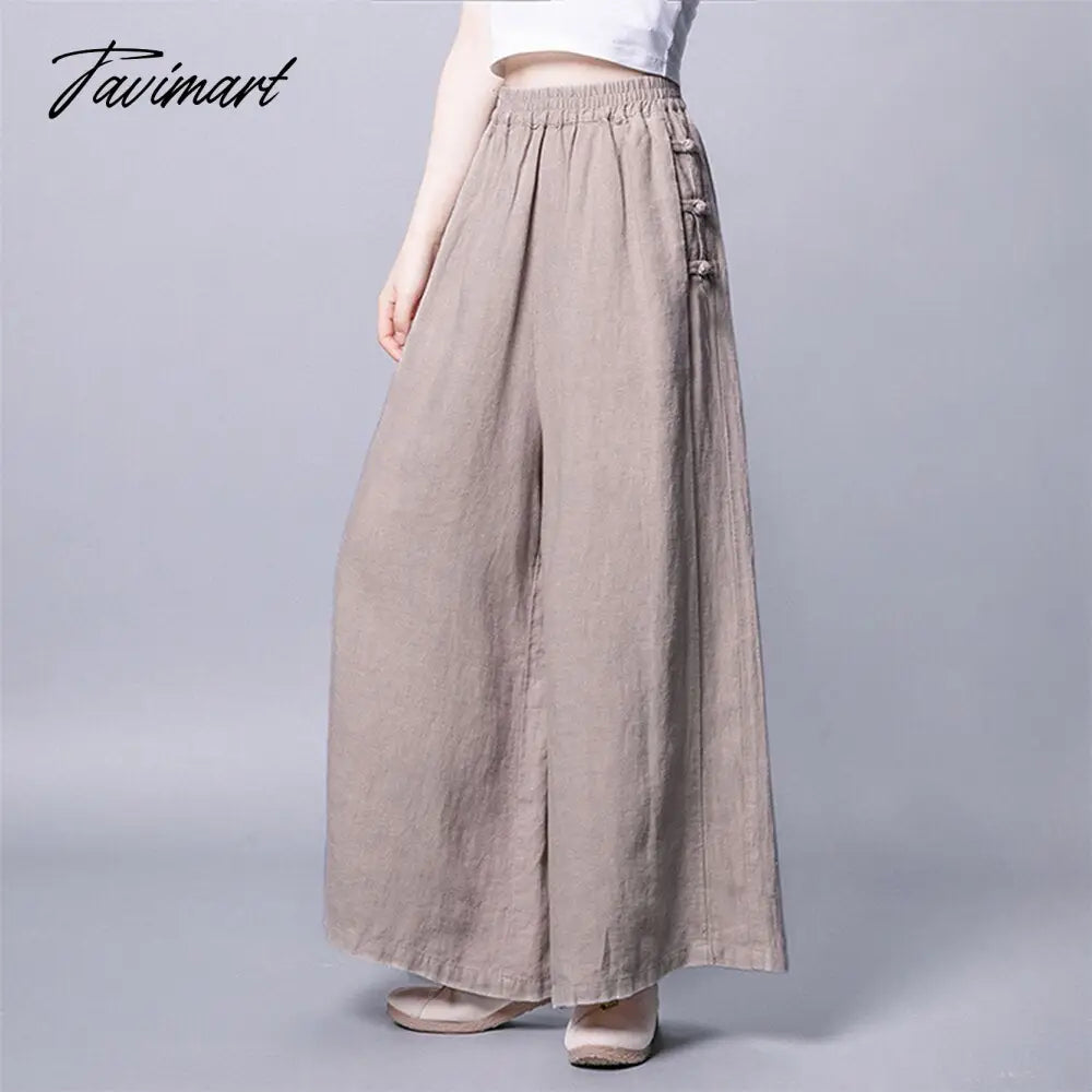 Summer New Women's Wide-leg Pants Casual Retro Cotton and Linen Thin High-waisted Wide-leg Pants Slim Loose Trousers