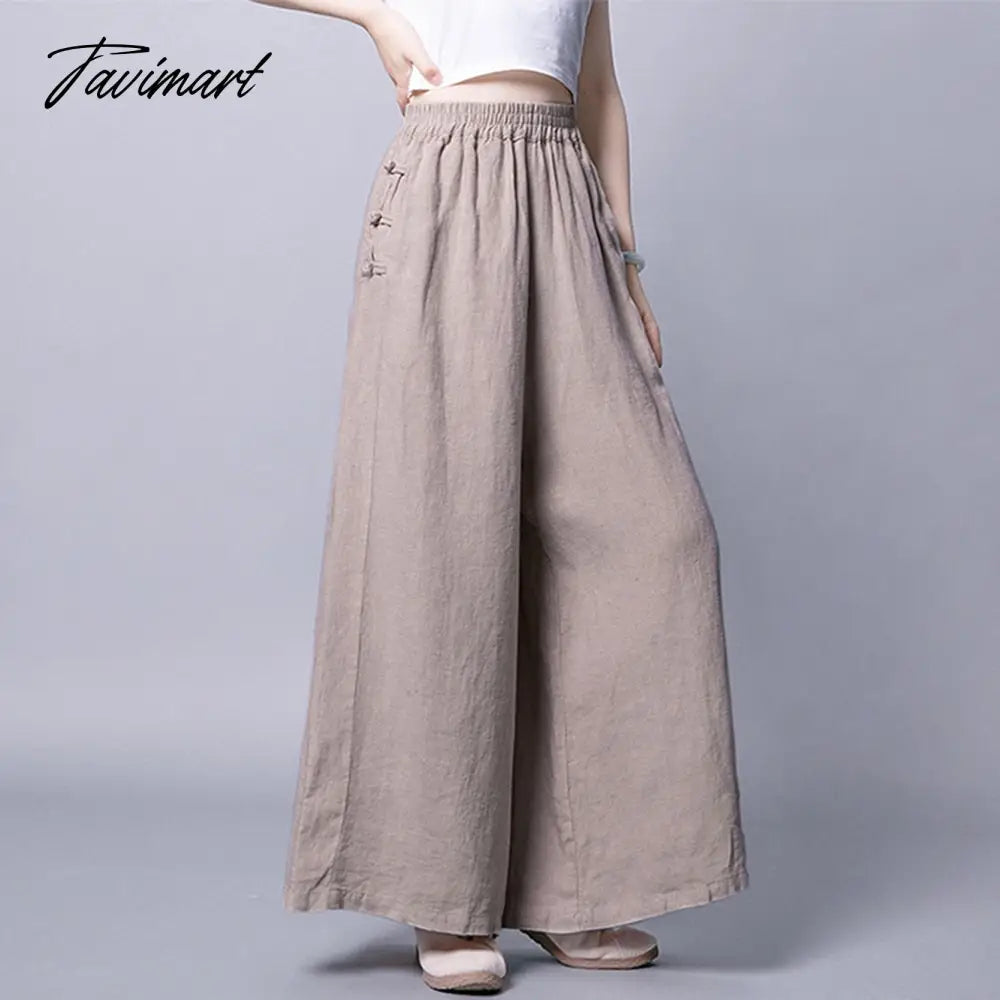 Summer New Women's Wide-leg Pants Casual Retro Cotton and Linen Thin High-waisted Wide-leg Pants Slim Loose Trousers