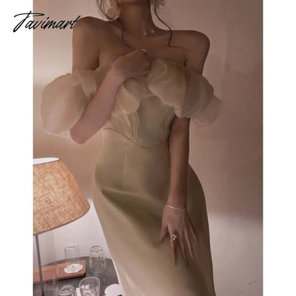 Summer Off Shoulder Patchwork Dress For Women Party Elegant Fashion Outfits Elegant Midi Bodycon Clothing Vestidos