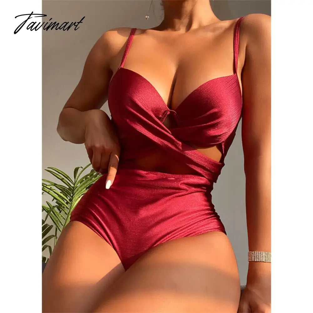 Summer One Piece Beach Swimwear Bodysuit Mujer Sexy Underwire Push Up Bikini Swimsuit Women Hollow Out High Waist Monokini