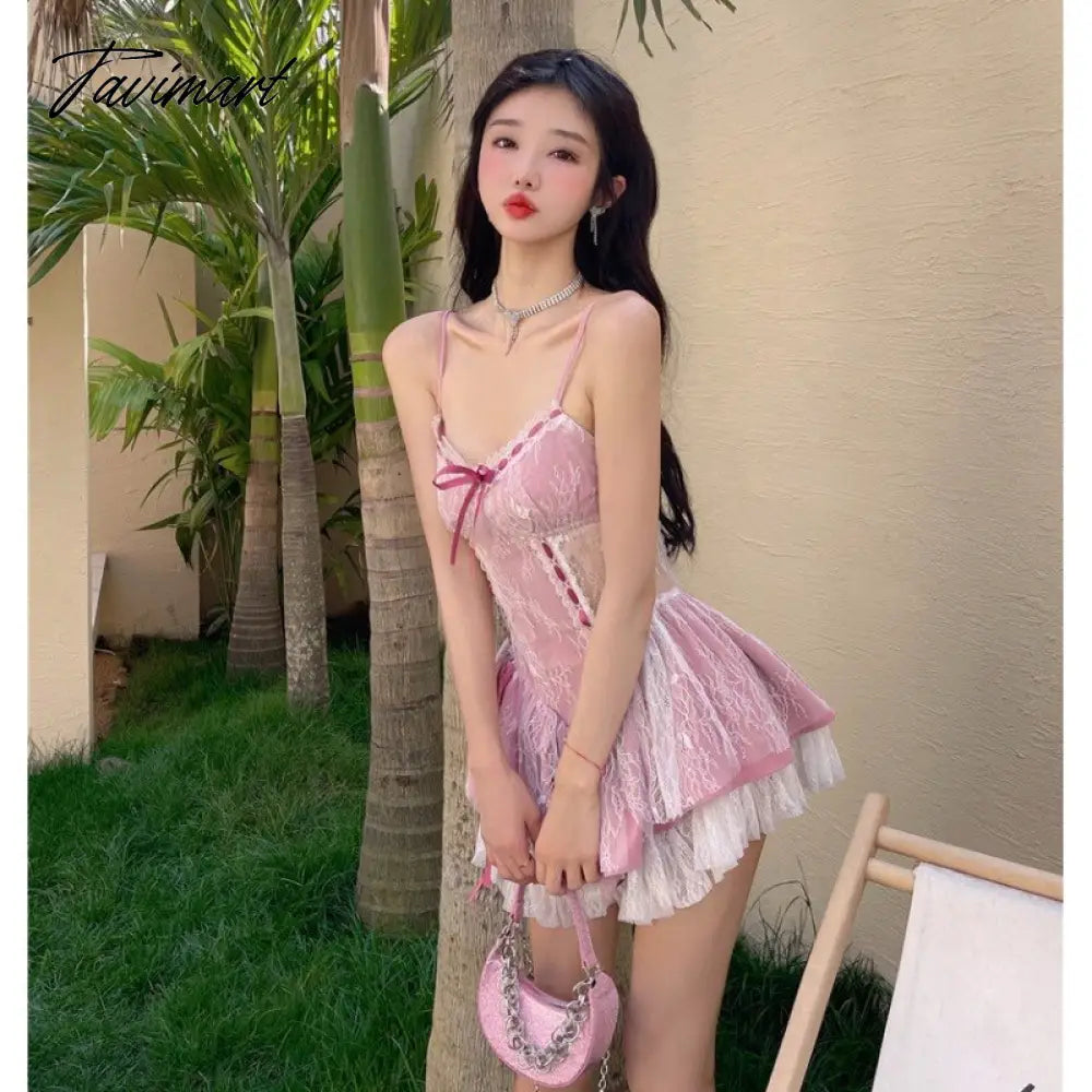 Summer Sexy but Cute Style High Quality Lace Stitching Suspender Dress Design Slim Waist Dresses Super Fairy