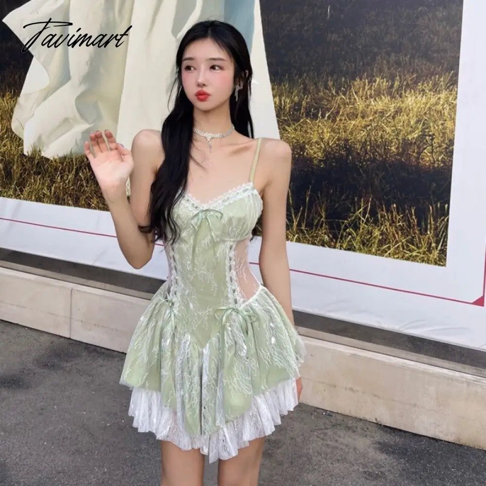 Summer Sexy but Cute Style High Quality Lace Stitching Suspender Dress Design Slim Waist Dresses Super Fairy