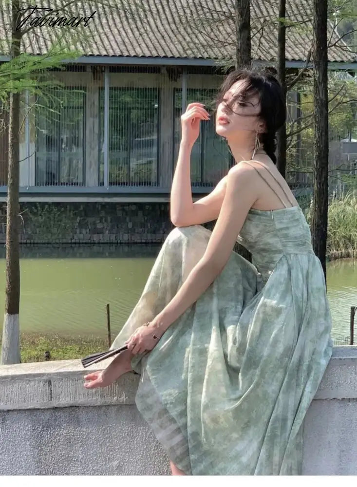 Summer Sexy Sleeveless Strap Party Midi Dress Women Backless V-neck Beach Clothes Lady Elegant Graduation Vestidos
