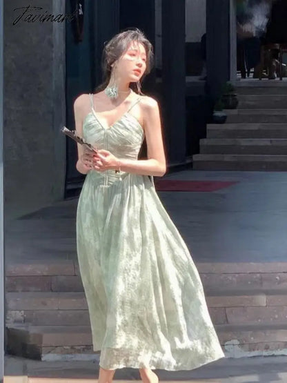 Summer Sexy Sleeveless Strap Party Midi Dress Women Backless V-neck Beach Clothes Lady Elegant Graduation Vestidos