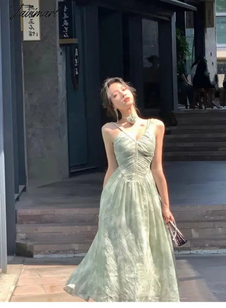 Summer Sexy Sleeveless Strap Party Midi Dress Women Backless V-neck Beach Clothes Lady Elegant Graduation Vestidos