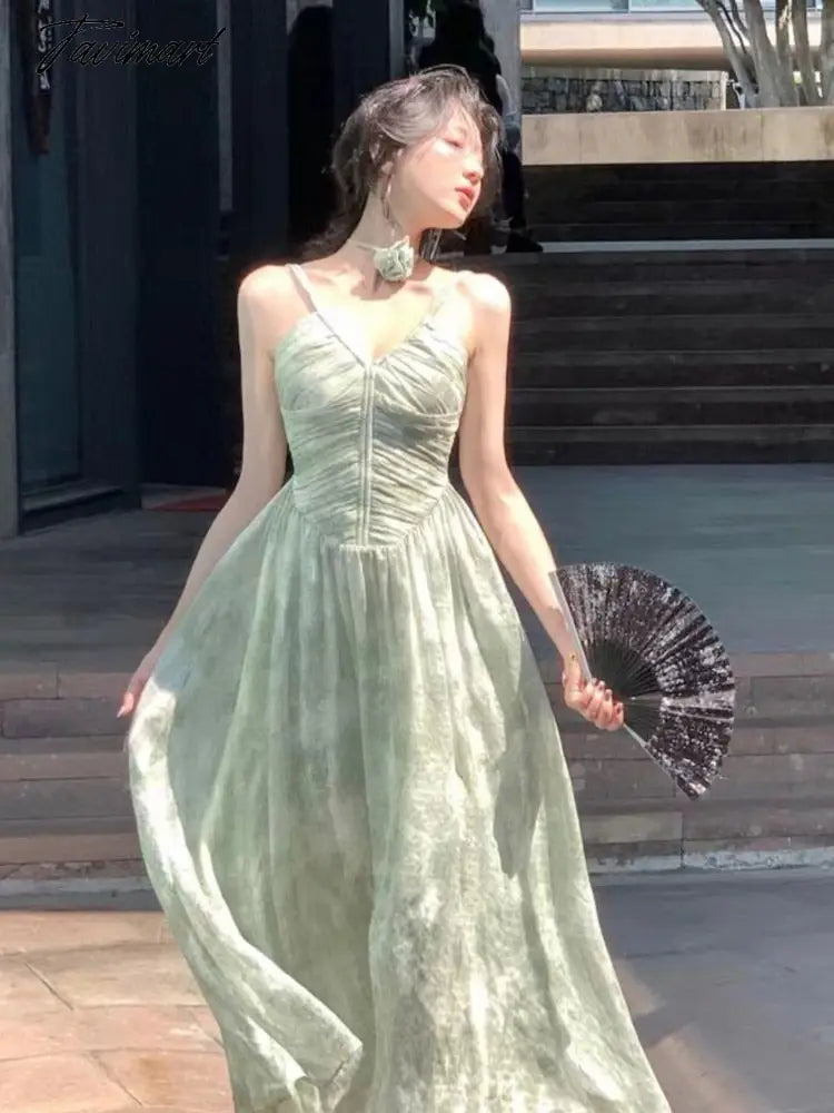Summer Sexy Sleeveless Strap Party Midi Dress Women Backless V-neck Beach Clothes Lady Elegant Graduation Vestidos