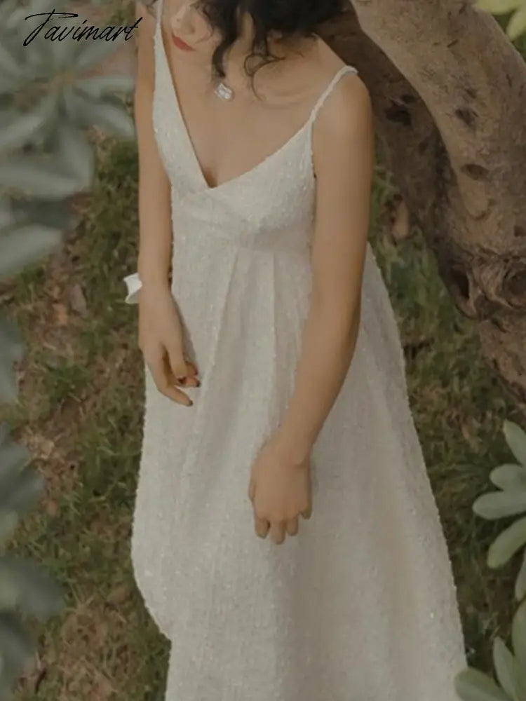Summer Women Elegant Sleeveless Party White Dress Female Vintage A-Line Midi Vestdios Fashion Prom Clothes New