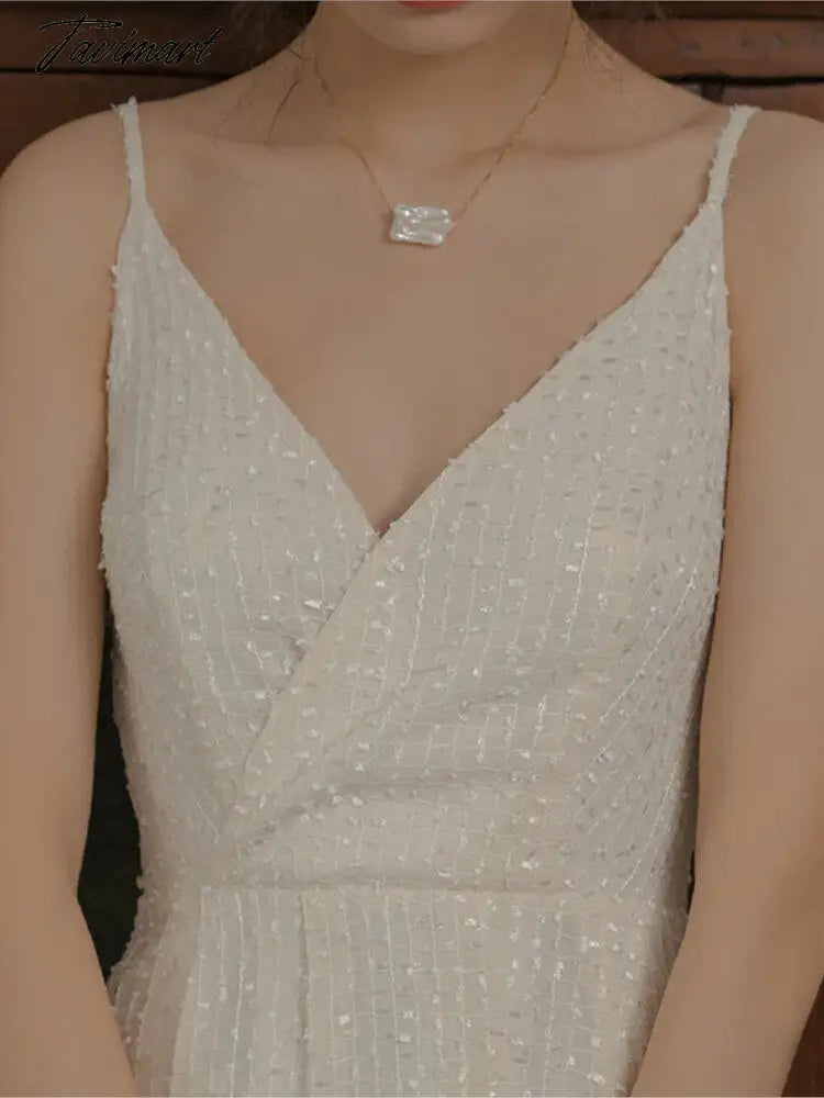 Summer Women Elegant Sleeveless Party White Dress Female Vintage A-Line Midi Vestdios Fashion Prom Clothes New