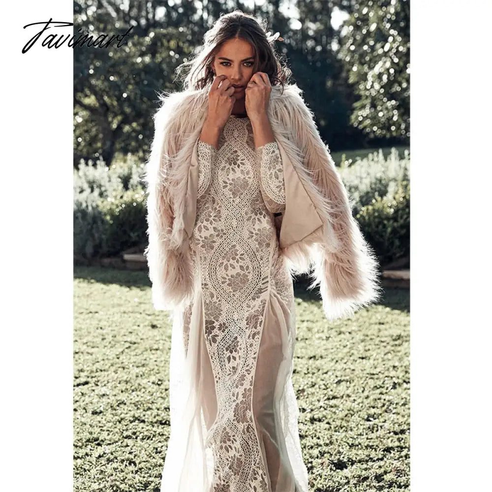 Summer Women Long Party Dress Vintage Long Sleeve Floor Length Sexy Backless White Lace Maxi Dress