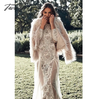 Summer Women Long Party Dress Vintage Long Sleeve Floor Length Sexy Backless White Lace Maxi Dress