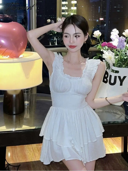 Summer Women Sexy One Piece Tank Mini Dress Elegant Female Fashion Casual Solid Beach Clothes Vestdios