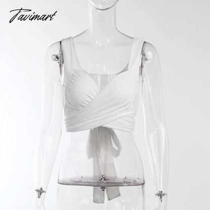 Summer Women Wrap Crop Top Basic Tee Bandage Sling Backless Vest Sexy Fashion For Ladies